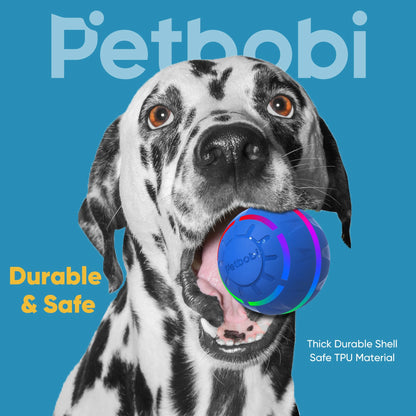 Interactive LED Dog Ball - Rechargeable Rolling Toy for Medium to Large Dogs, Features Flashing Lights and Bouncing Motion, Blue