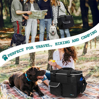 Dog Travel Organizer Tote for Pet Supplies - Medium Black Diaper Bag