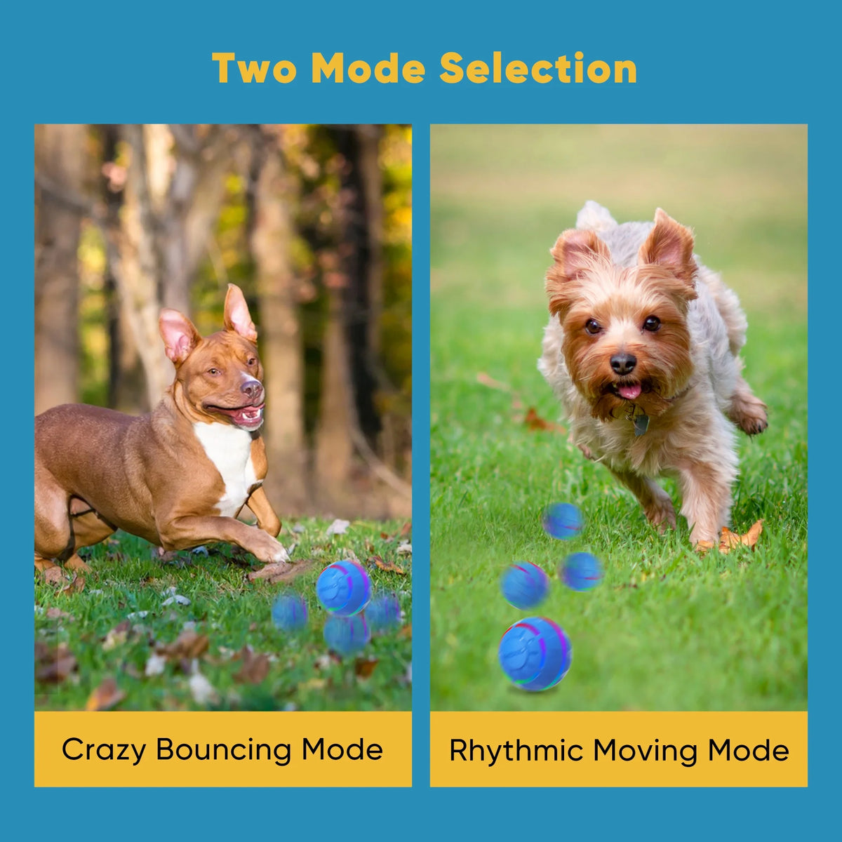 Interactive LED Dog Ball - Rechargeable Rolling Toy for Medium to Large Dogs, Features Flashing Lights and Bouncing Motion, Blue